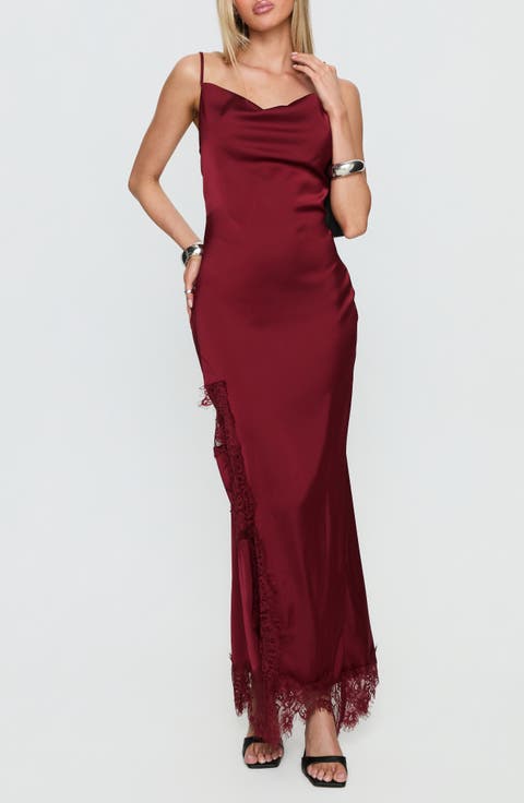 Katalyna Cowl Neck Lace Maxi Dress
