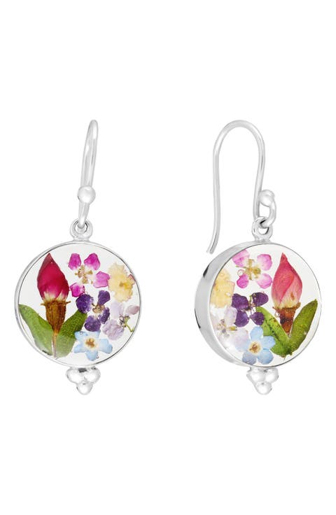 Dried Flower Resin Drop Earrings