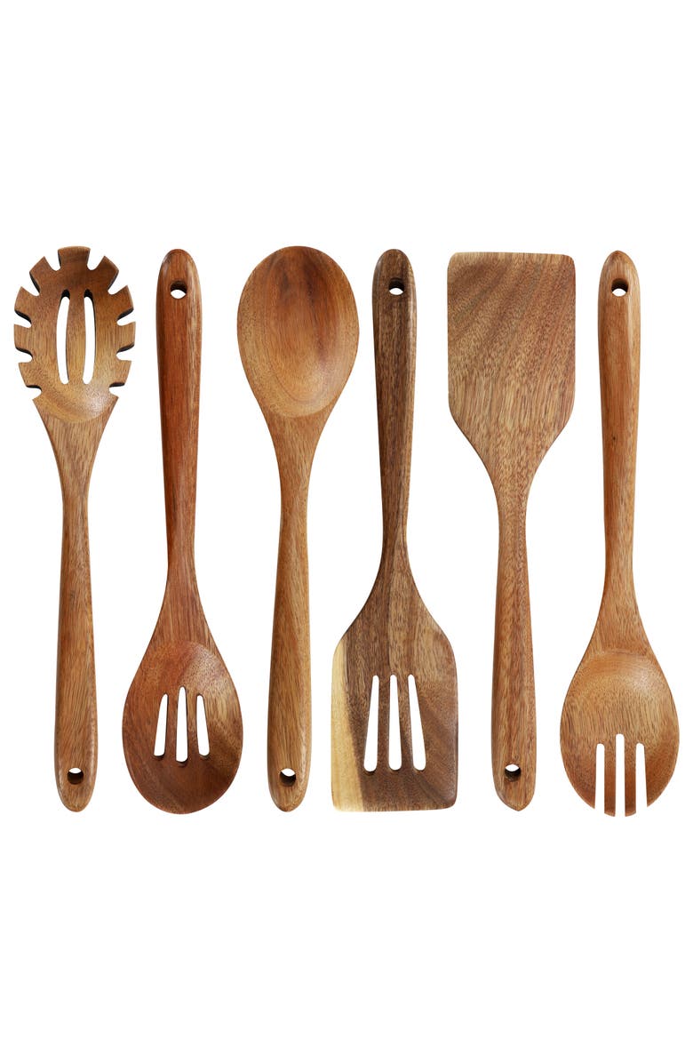 Megachef 6 Piece Acacia Wood Kitchen Utensil Set, Main, color, 