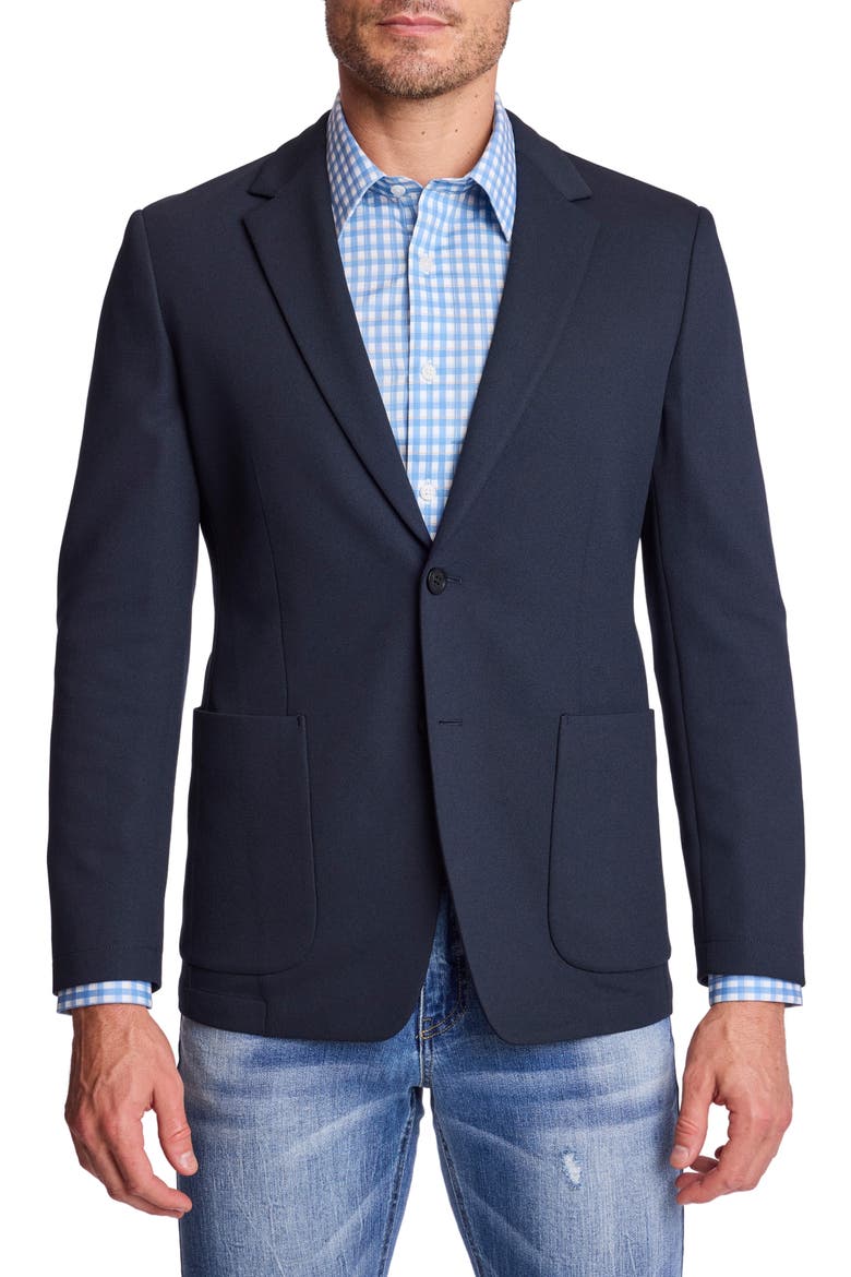 Slim Fit Travel Blazer, Main, color, BLACK NIGHT