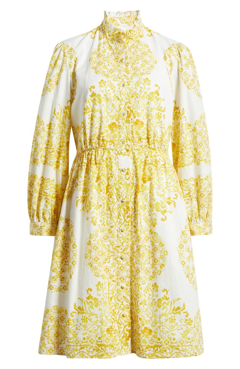 Julia Jordan Placed Paisley Floral Long Sleeve Cotton Shirtdress, Alternate, color, Yellow Multi