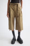 Sacai Weather Coated Cotton Twill Cargo Wide Leg Crop Pants