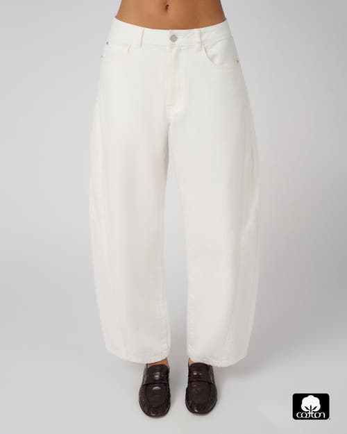 Weworewhat Mid Rise Barrel Jeans In White