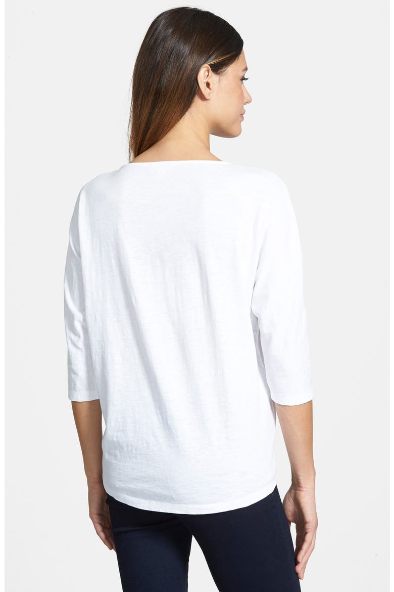 Rounded V-Neck Organic Cotton Tee, Alternate, color, WHITE