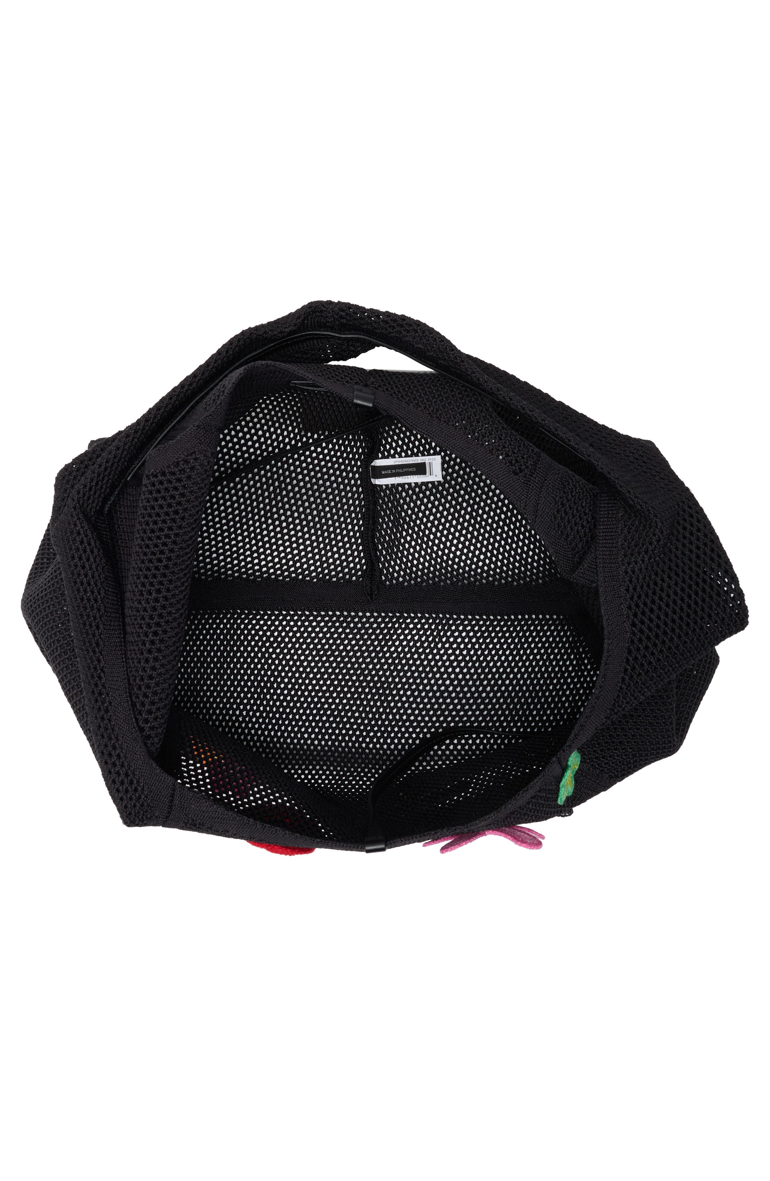 The Sack Floral Appliqu Mesh Tote, Alternate, color, BLACK MULTI