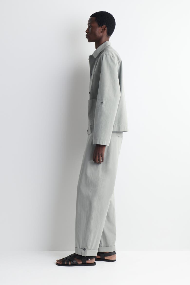 Pintucked Cotton-linen Overshirt, Alternate, color, GRAY