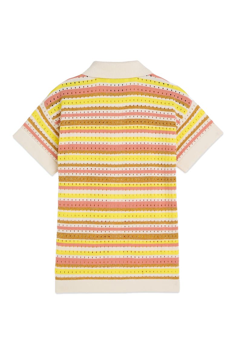 Kids' Stripe Open Stitch Polo Shirt, Alternate, color, STRIPE BLAZING YELLOW