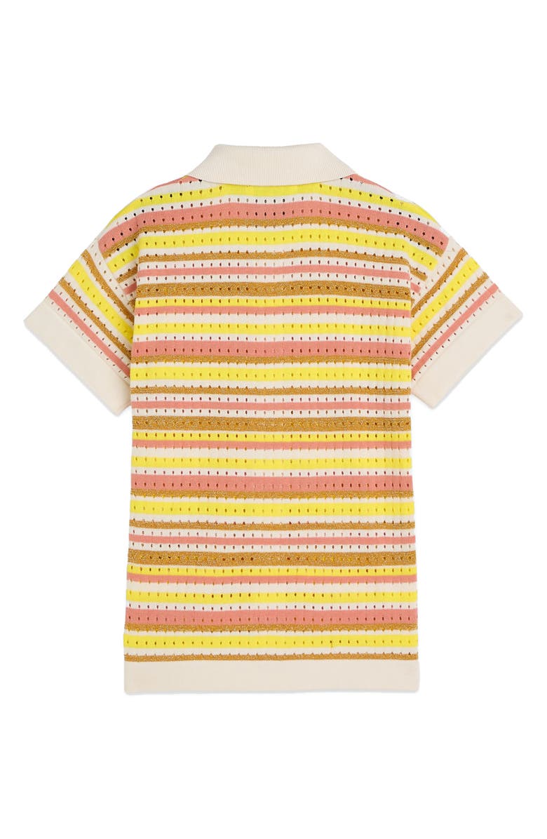 Scotch & Soda Kids' Stripe Open Stitch Polo Shirt, Alternate, color, Stripe Blazing Yellow