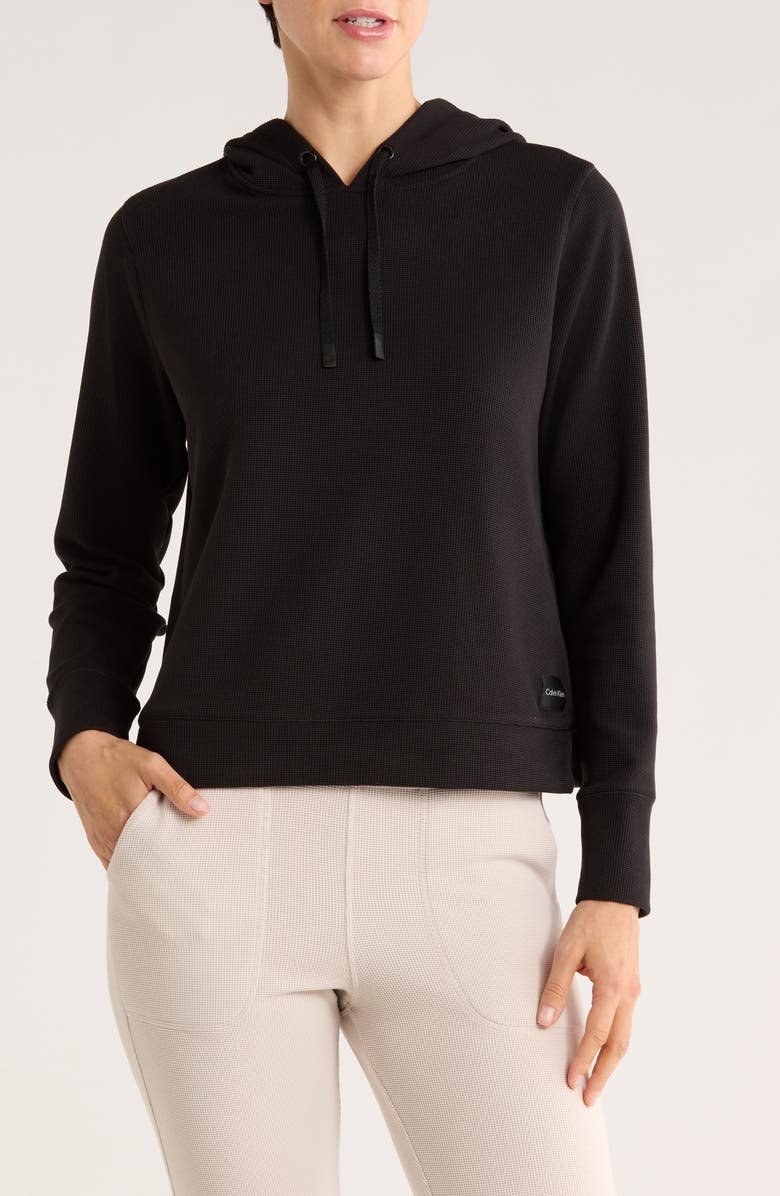 CALVIN KLEIN PERFORMANCE Tech Waffle Pullover Hoodie, Main, color, Black