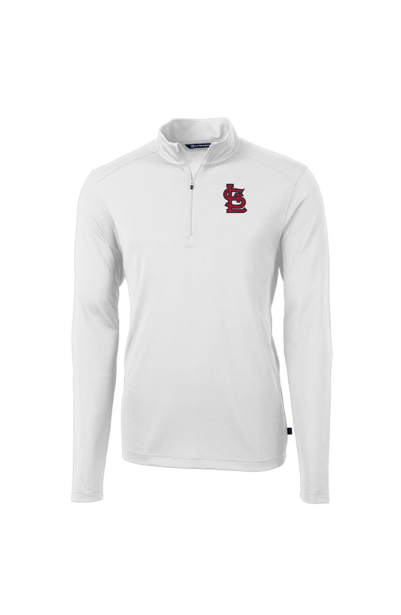 Cutter & Buck Men's Cutter & Buck White St. Louis Cardinals Big & Tall Virtue Eco Pique Quarter-Zip Pullover Jacket, Main, color, 