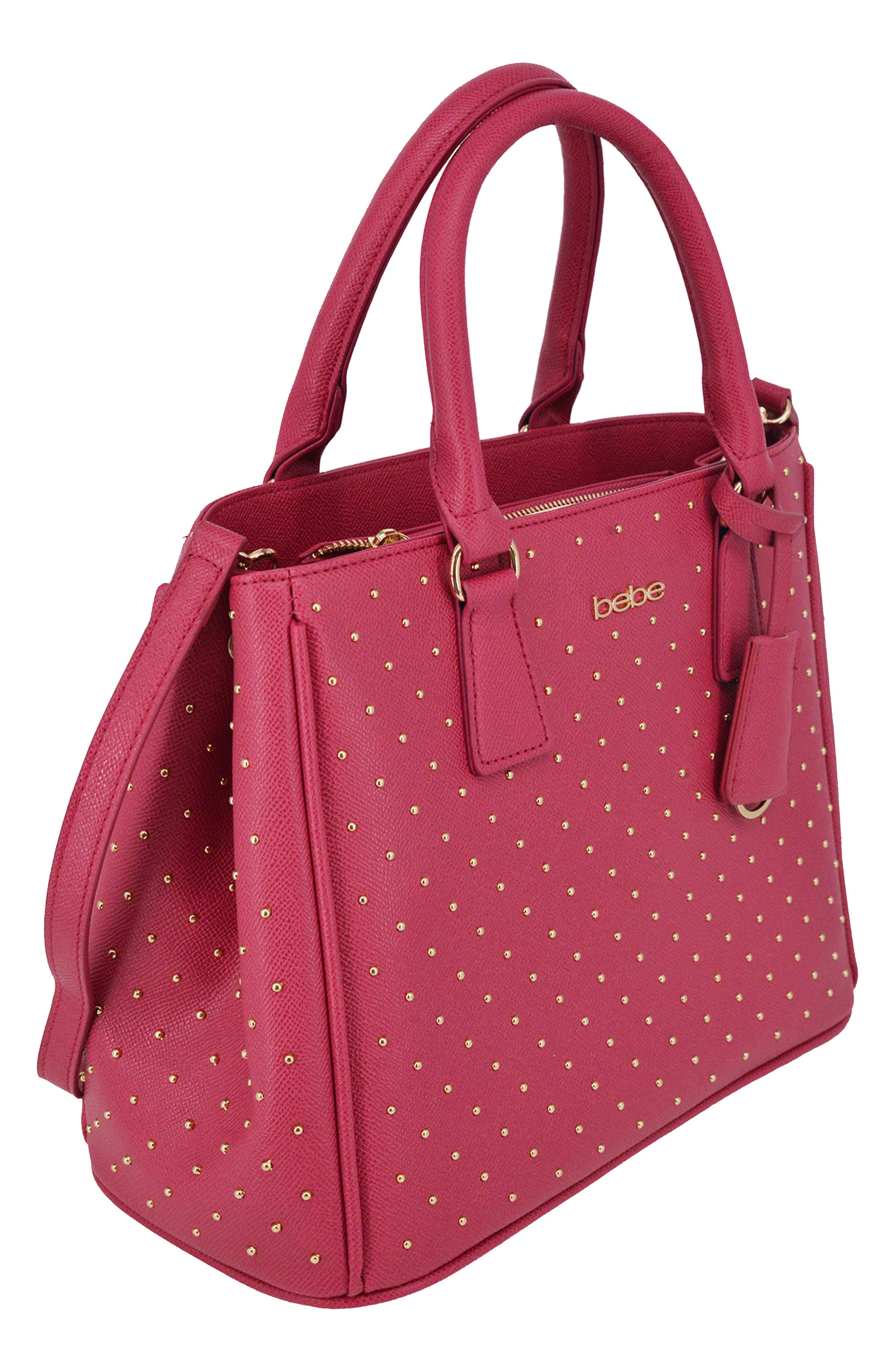 Sagan Studded Satchel, Alternate, color, DARK PINK