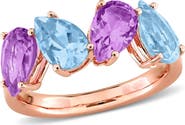 Julianna B. Blue Topaz & Amethyst 4-Stone Ring Rose-Plated