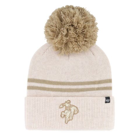 Women's '47  Natural Oklahoma State Cowboys Core & Inline Latte Cuffed Knit Hat with Pom