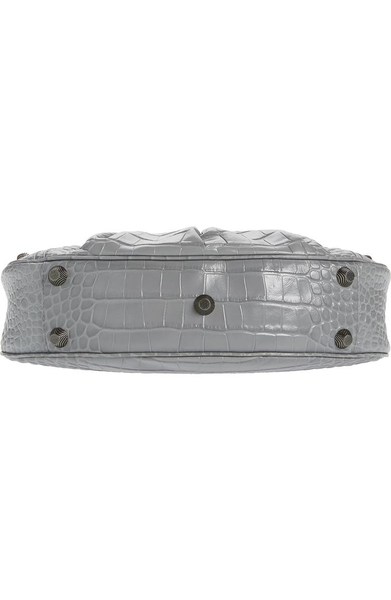 Balenciaga Le Cagole Small Metallic Croc Embossed Leather Shoulder Bag, Alternate, color,