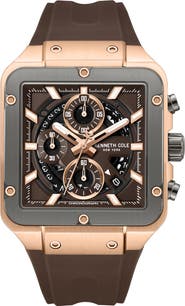 Kenneth Cole New York Arlington Automatic Chronograph Silicone Strap Watch, 43mm