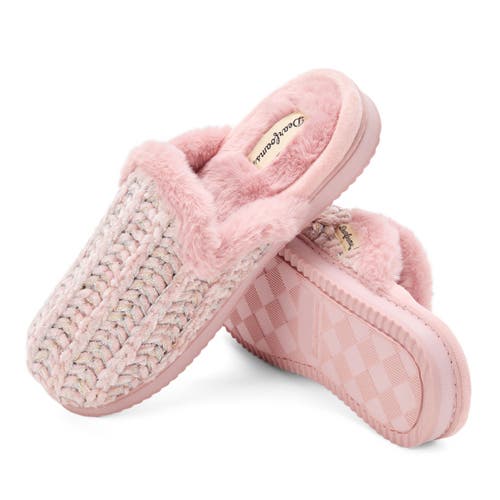 Dearfoams Paris Chenille Shaped Tab Scuff Slipper In Pink