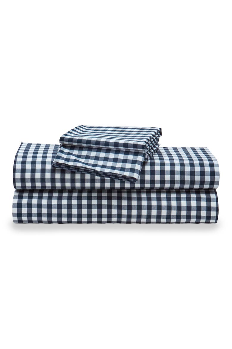 Signature Collection Gingham Sheet Set, Main, color, NAVY
