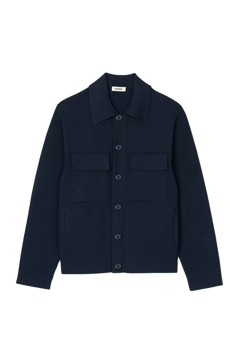 SANDRO Knit jacket, Alternate, color, Midnight Blue