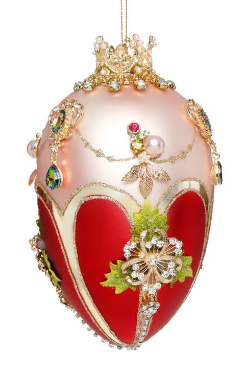 Faberge Jewel Egg Ornament , Pink/Raspberry