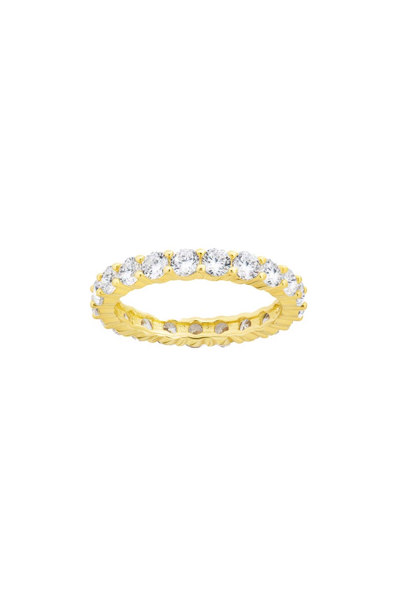 14K Gold Plated Sterling Silver Cubic Zirconia Eternity Ring, Main, color, GOLD