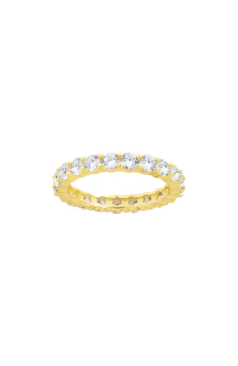 Sterling Forever 14K Gold Plated Sterling Silver Cubic Zirconia Eternity Ring, Main, color, Gold