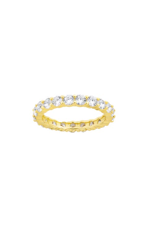 14K Gold Plated Sterling Silver Cubic Zirconia Eternity Ring
