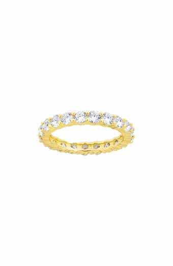 14K Gold Plated Sterling Silver Cubic Zirconia Eternity Ring