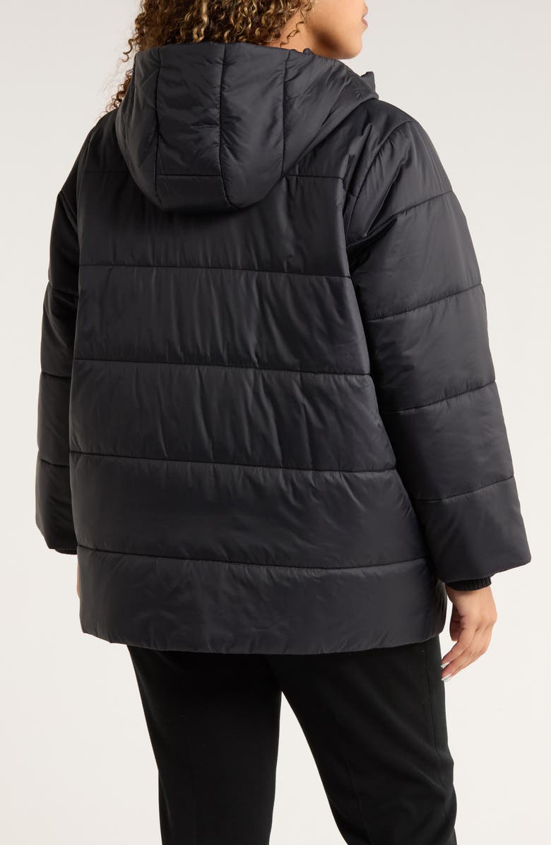 Eileen Fisher Hooded Puffer Jacket, Alternate, color, Black