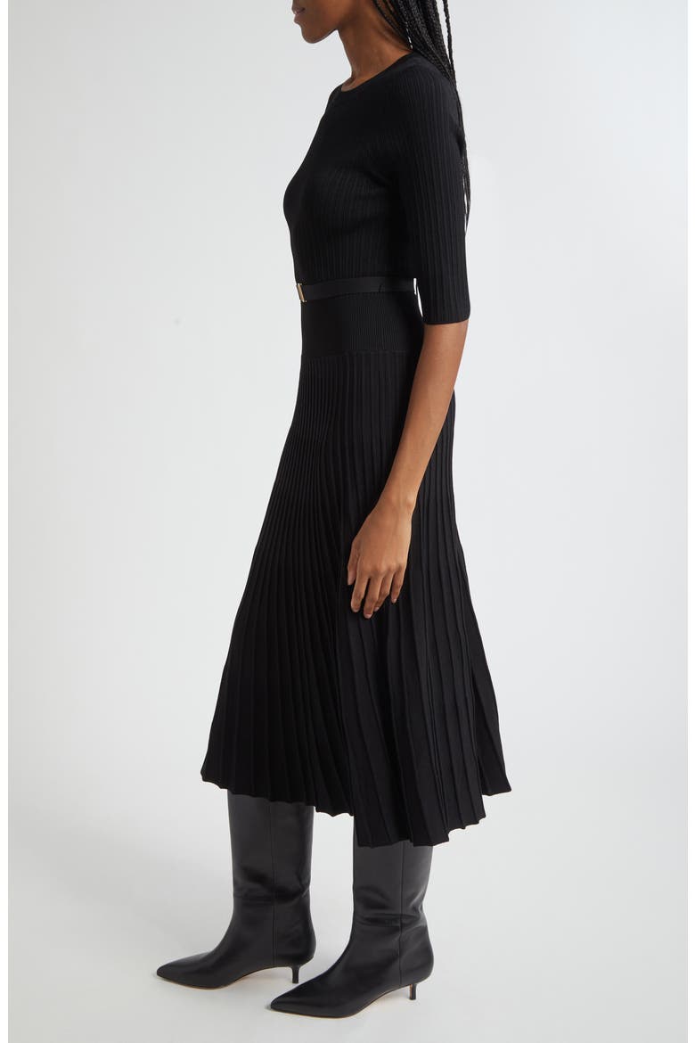 Elthea Elbow Sleeve Rib Knit Dress, Alternate, color, BLACK