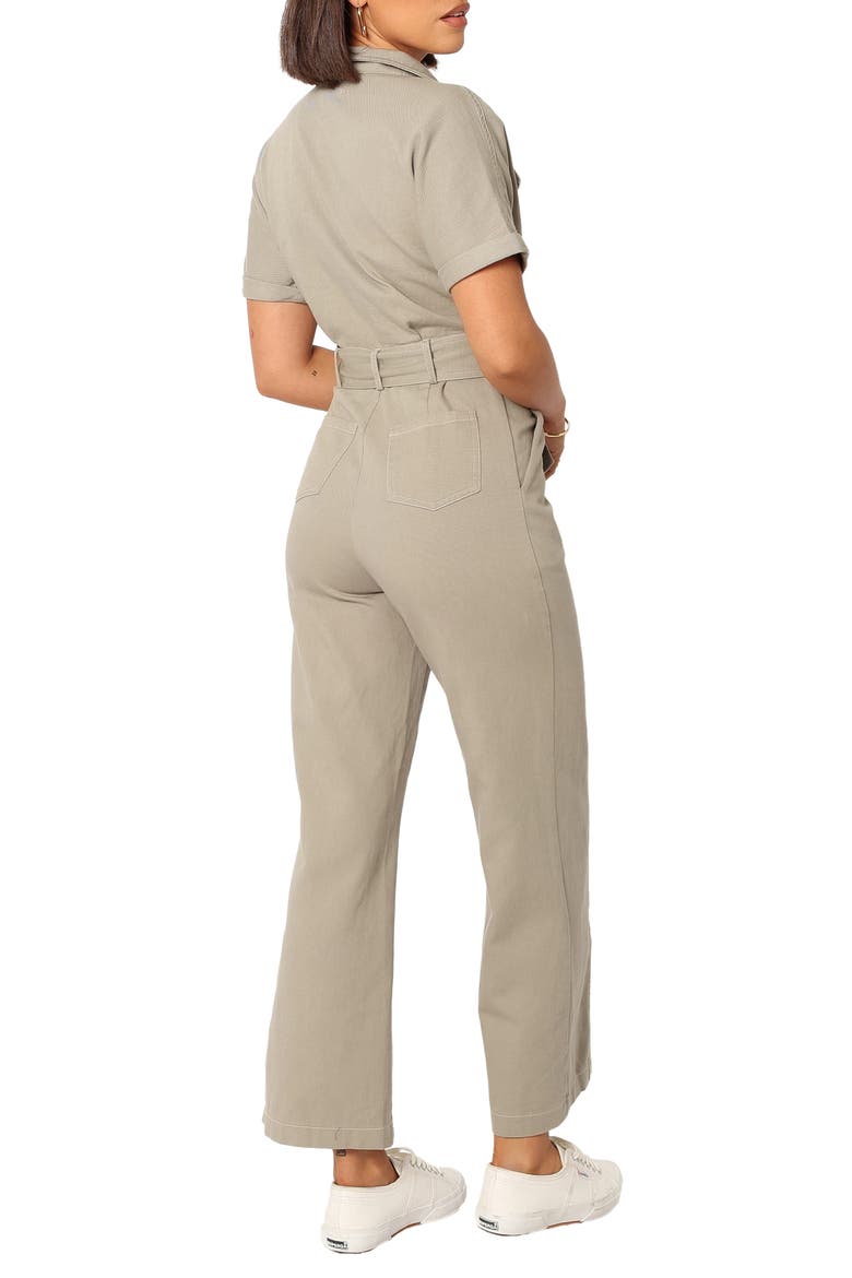Demi Tie Waist Straight Leg Twill Jumpsuit, Alternate, color, OLIVE