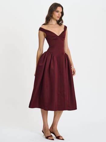 Omella Ruched Bust Sweetheart Flared Maxi Dress