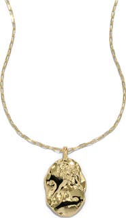 Alexis Bittar Brut 14k Gold Plated Lion Charm Pendant Necklace