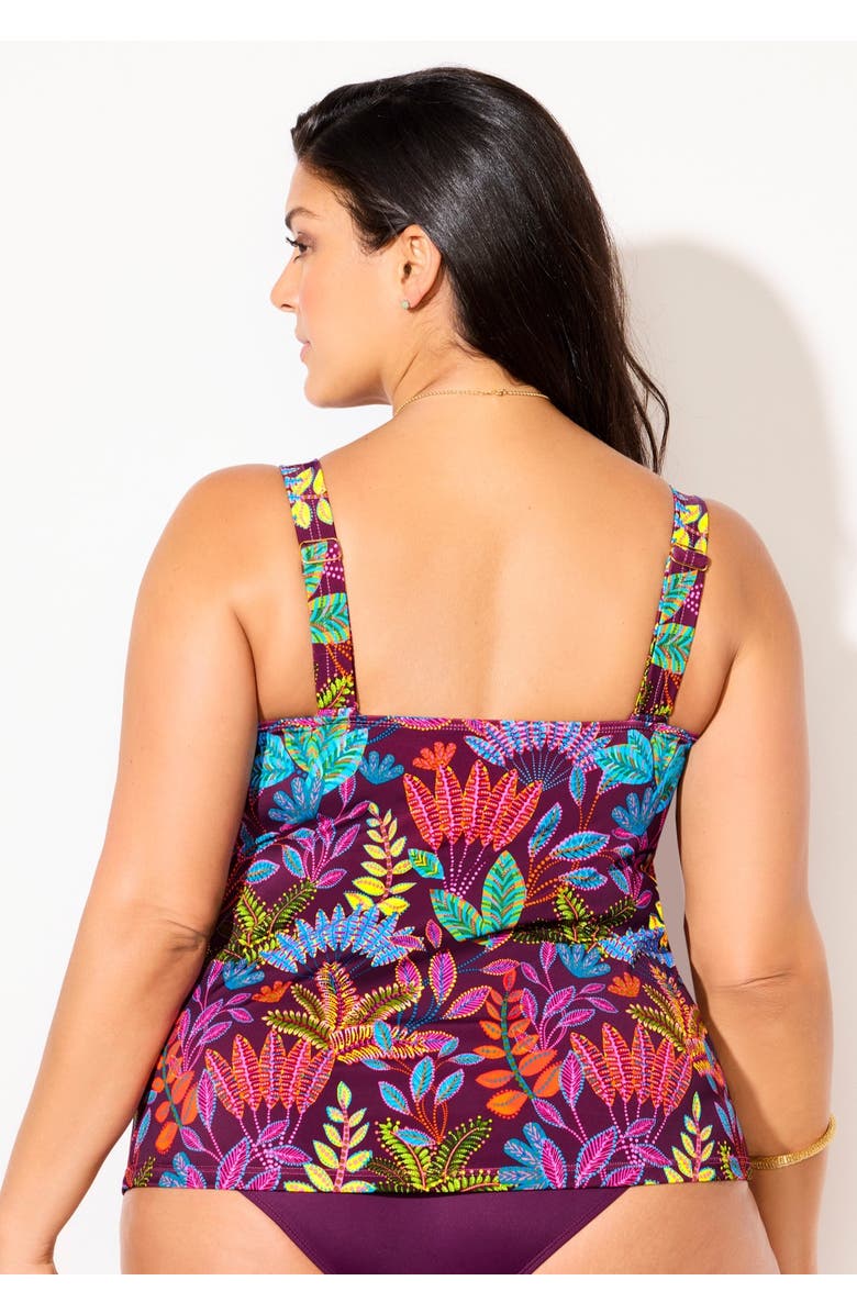 Swimsuits for All Flared Tankini Top, Alternate, color, Black Cherry Boho