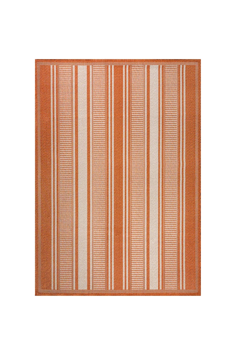 Haynes Modern Double Stripe Indoor/Outdoor Area Rug, Main, color, Orange/Cream