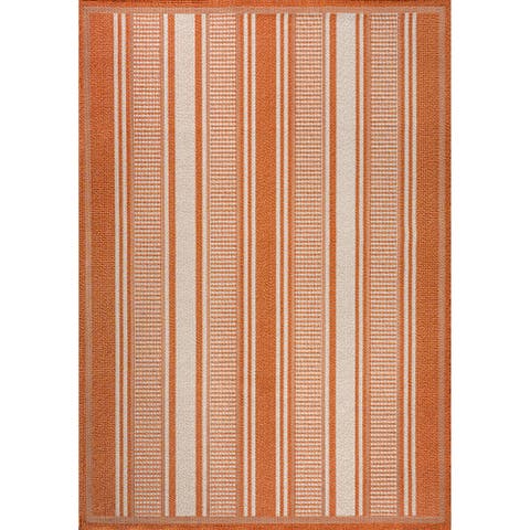 Haynes Modern Double Stripe Indoor/Outdoor Area Rug