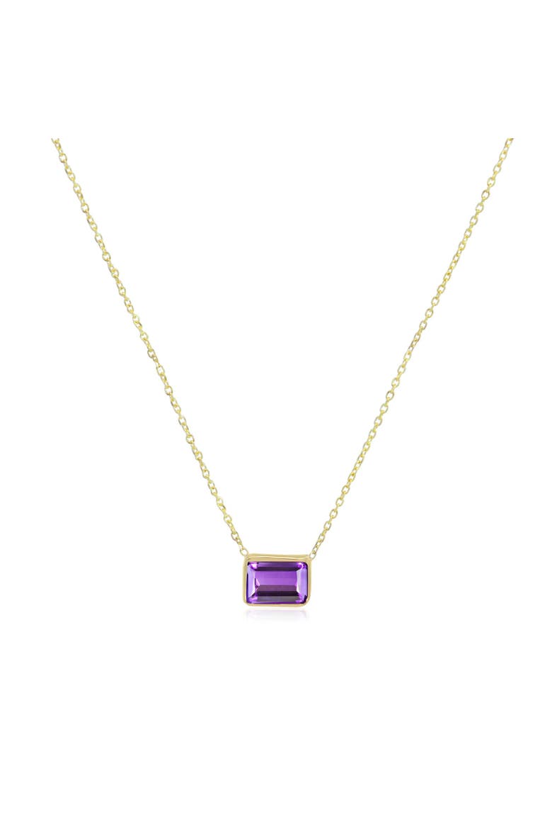 Amethyst Emerald Cut Single Bezel Necklace, Main, color, Amethyst