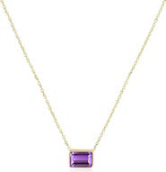 The Lovery Fine Jewelry Amethyst Emerald Cut Single Bezel Necklace