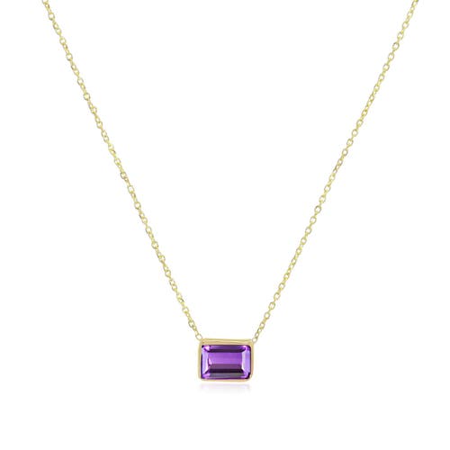 The Lovery Fine Jewelry Amethyst Emerald Cut Single Bezel Necklace  product