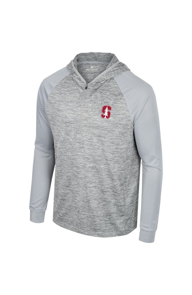 COLOSSEUM Men's Colosseum Gray Stanford Cardinal Cybernetic Raglan Quarter-Zip Hooded Top, Alternate, color, 