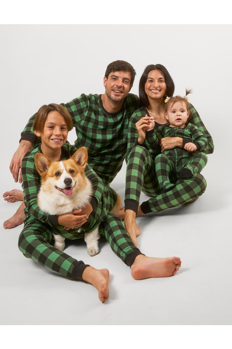 Dog Cotton Matching Family Holiday Pajamas, Alternate, color, Plaid Black & Green