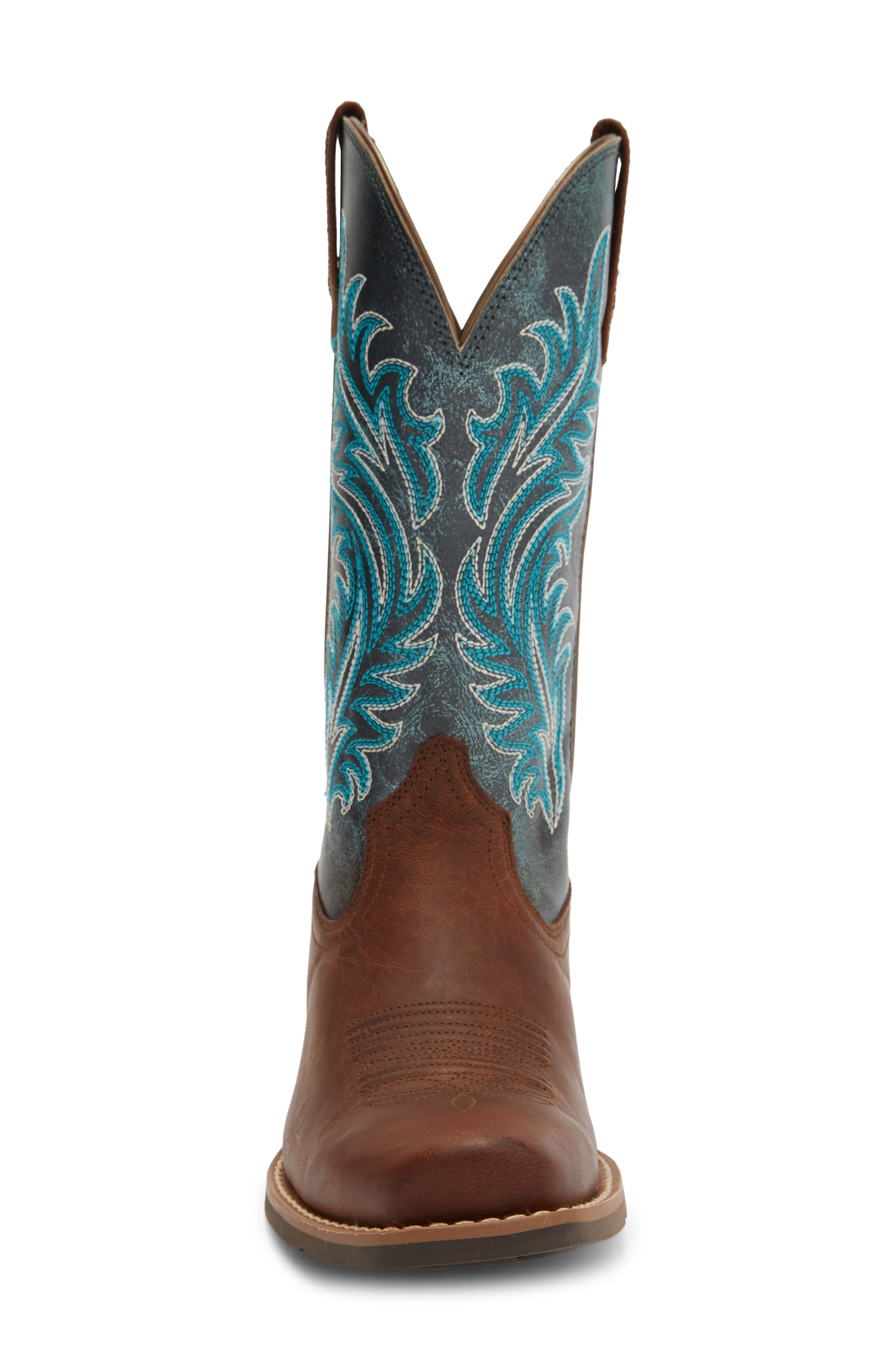 Round Up Narrow Cutter Toe Western Boot, Alternate, color, BROWN/BLUE