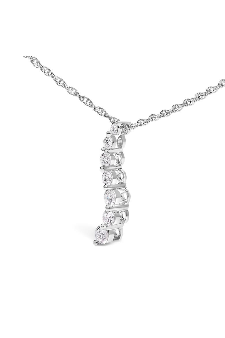 .925 Sterling Silver 1/4 Cttw Lab Grown Diamond Journey Pendant Necklace, Alternate, color, White