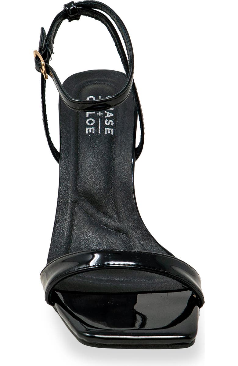 CHASE AND CHLOE Alia Wedge Sandal, Alternate, color, Black Patent