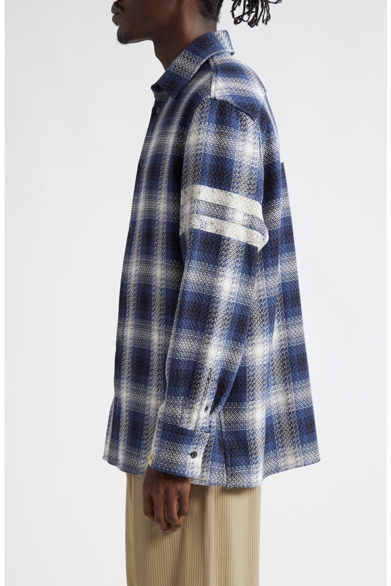 Journey Nolwenn Plaid Button-Up Overshirt, Alternate, color, ICE/ INDIGO