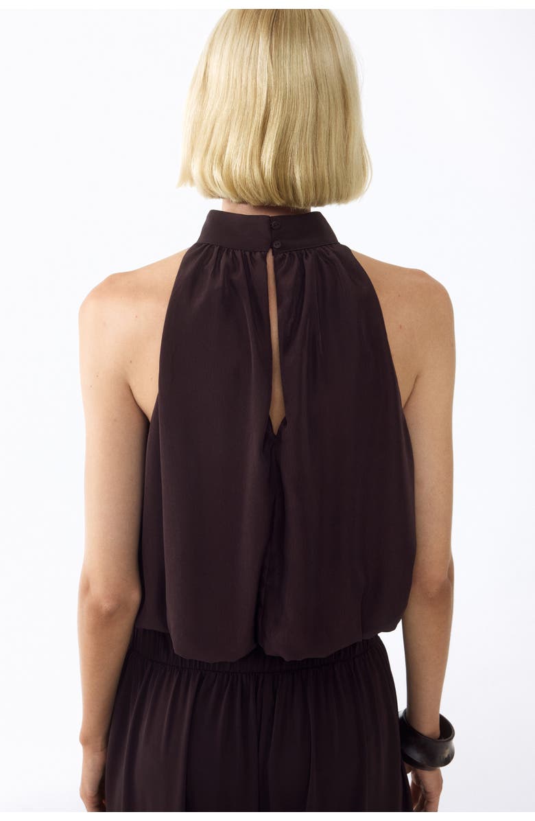 H&M Bubble-hem Top, Alternate, color, Dark Brown