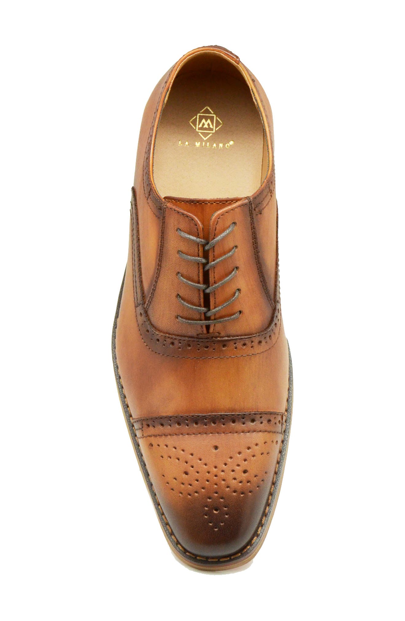 La Milano Lorenzo Cap Toe Oxford, Alternate, color, Cognac