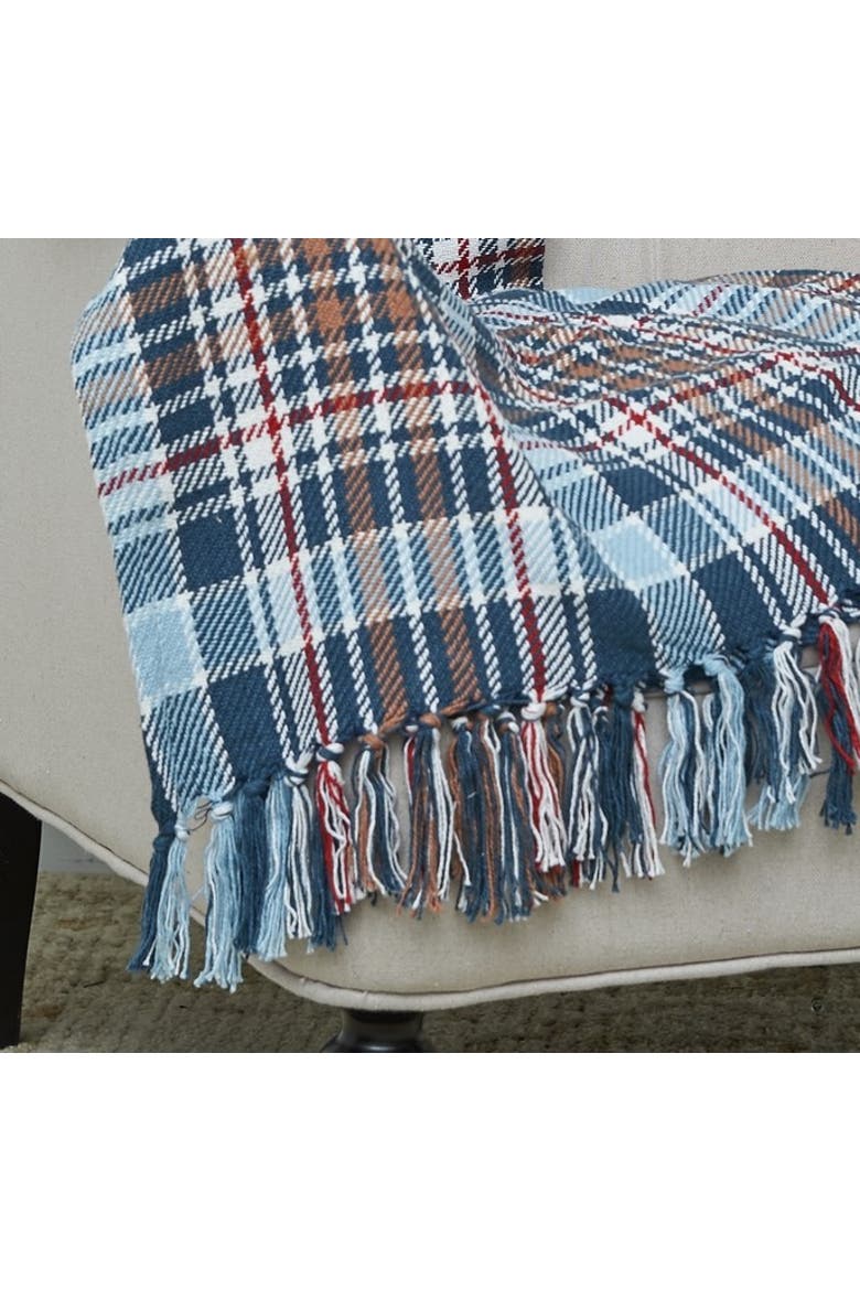 Lawson Lake Plaid 100% Cotton Accent Throw Blanket 50" x 60", Alternate, color, Blue