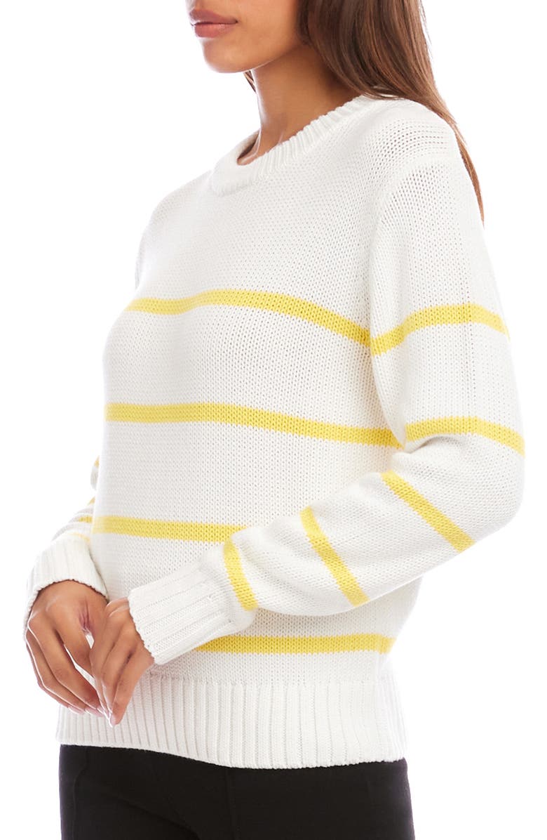 Karen Kane Stripe Crewneck Sweater, Alternate, color, Off White/ Yellow