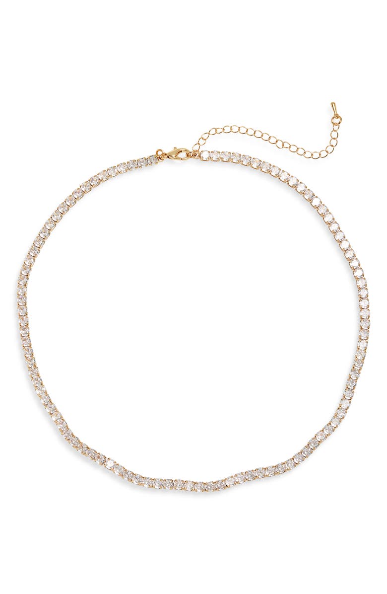 Tasha Crystal Tennis Necklace, Main, color, Gold Crystal