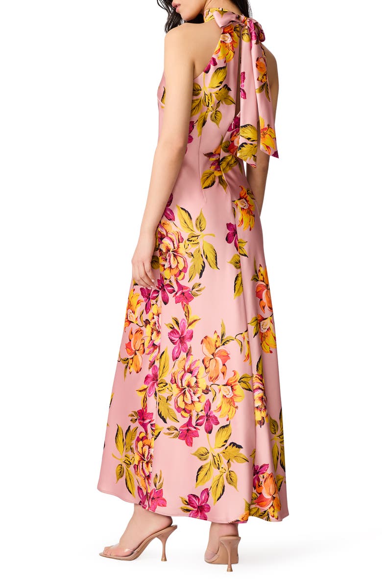 Steve Madden Lara Floral Halter Neck Midi Dress, Alternate, color, Tropical Breeze
